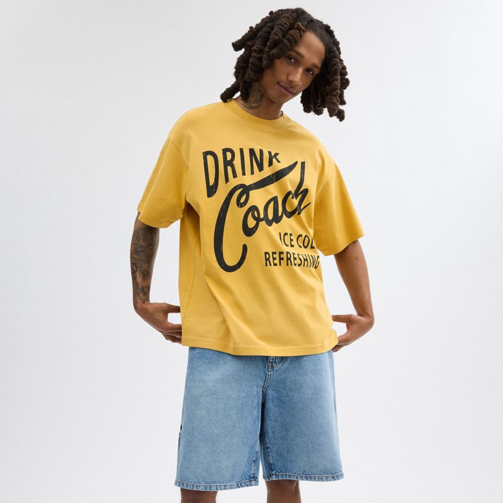 Men Coach Americana T Shirts Yellow | CA_CH38336