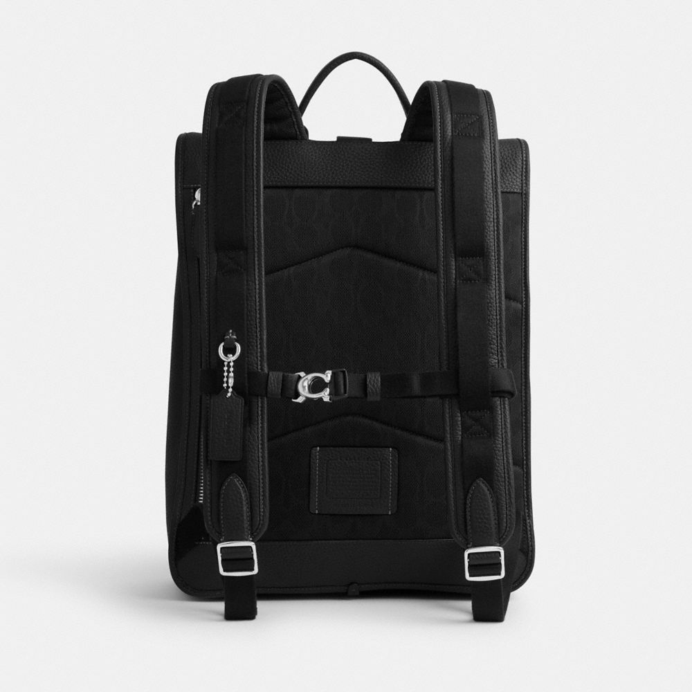 Men Coach Beck Roll Top Backpacks Black | CA_CH58709