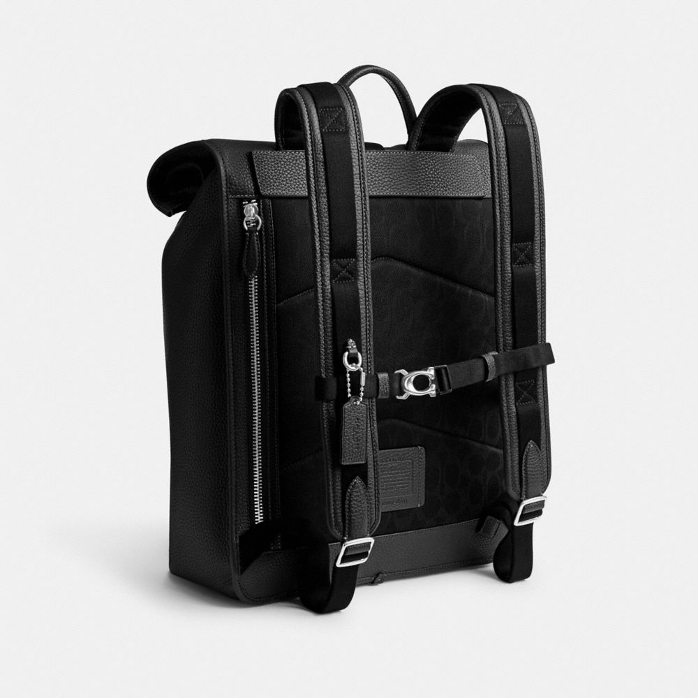 Men Coach Beck Roll Top Backpacks Black | CA_CH58709