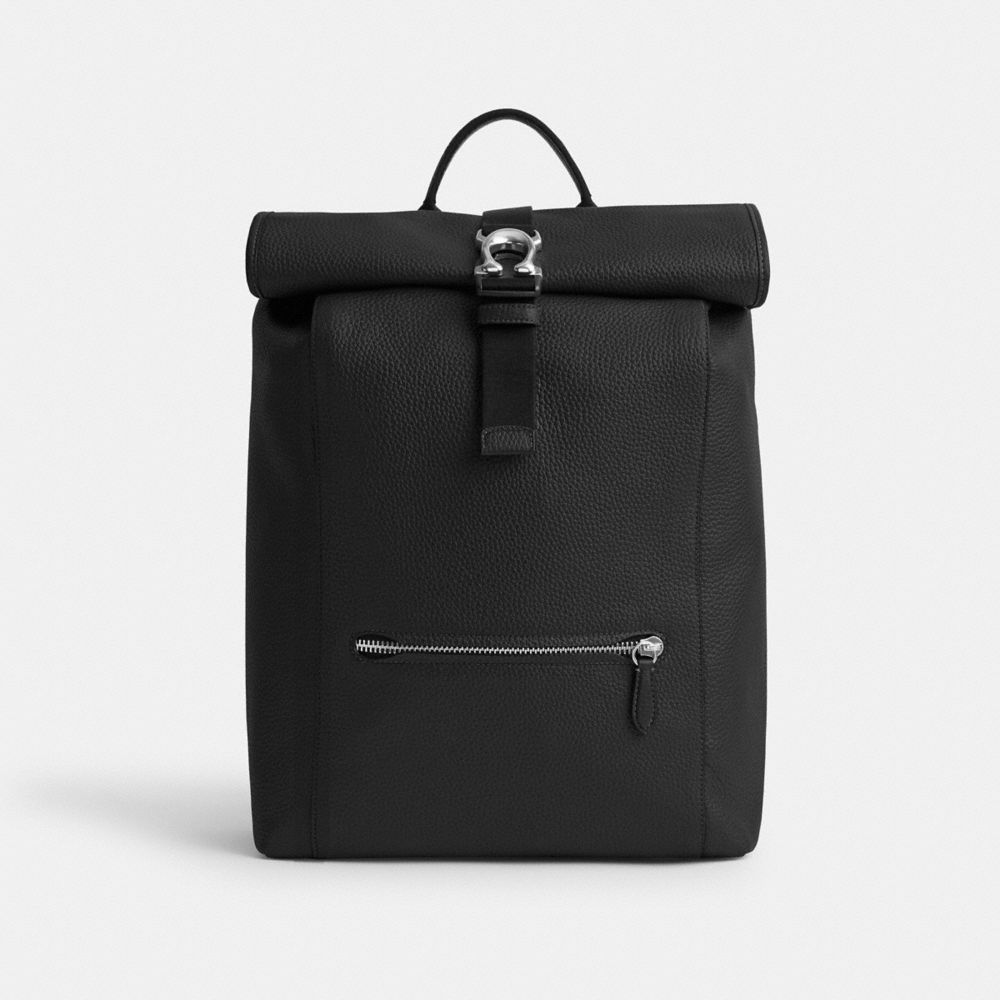 Men Coach Beck Roll Top Backpacks Black | CA_CH58709