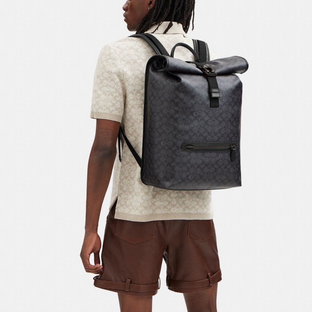 Men Coach Beck Roll Top In Signature Backpacks Grey | CA_CH15998