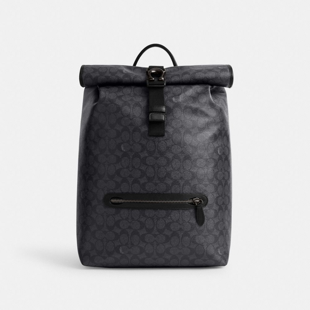 Men Coach Beck Roll Top In Signature Backpacks Grey | CA_CH15998