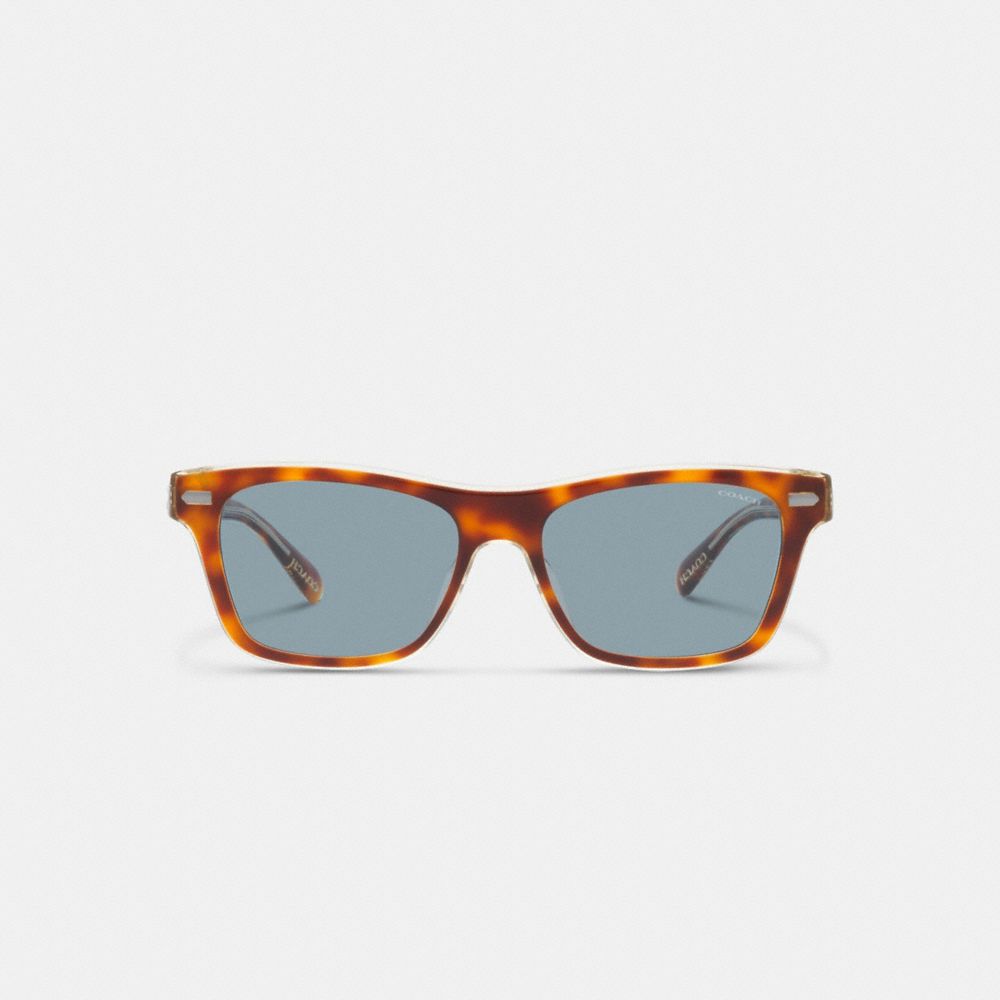 Men Coach Beveled Signature Square Sunglasses Blue | CA_CH23992