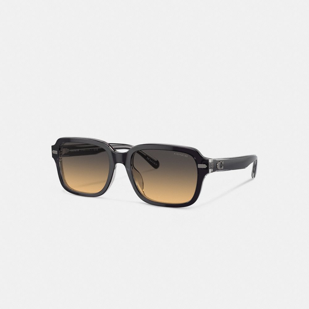 Men Coach Beveled Signature Square Sunglasses Dark Grey | CA_CH92335