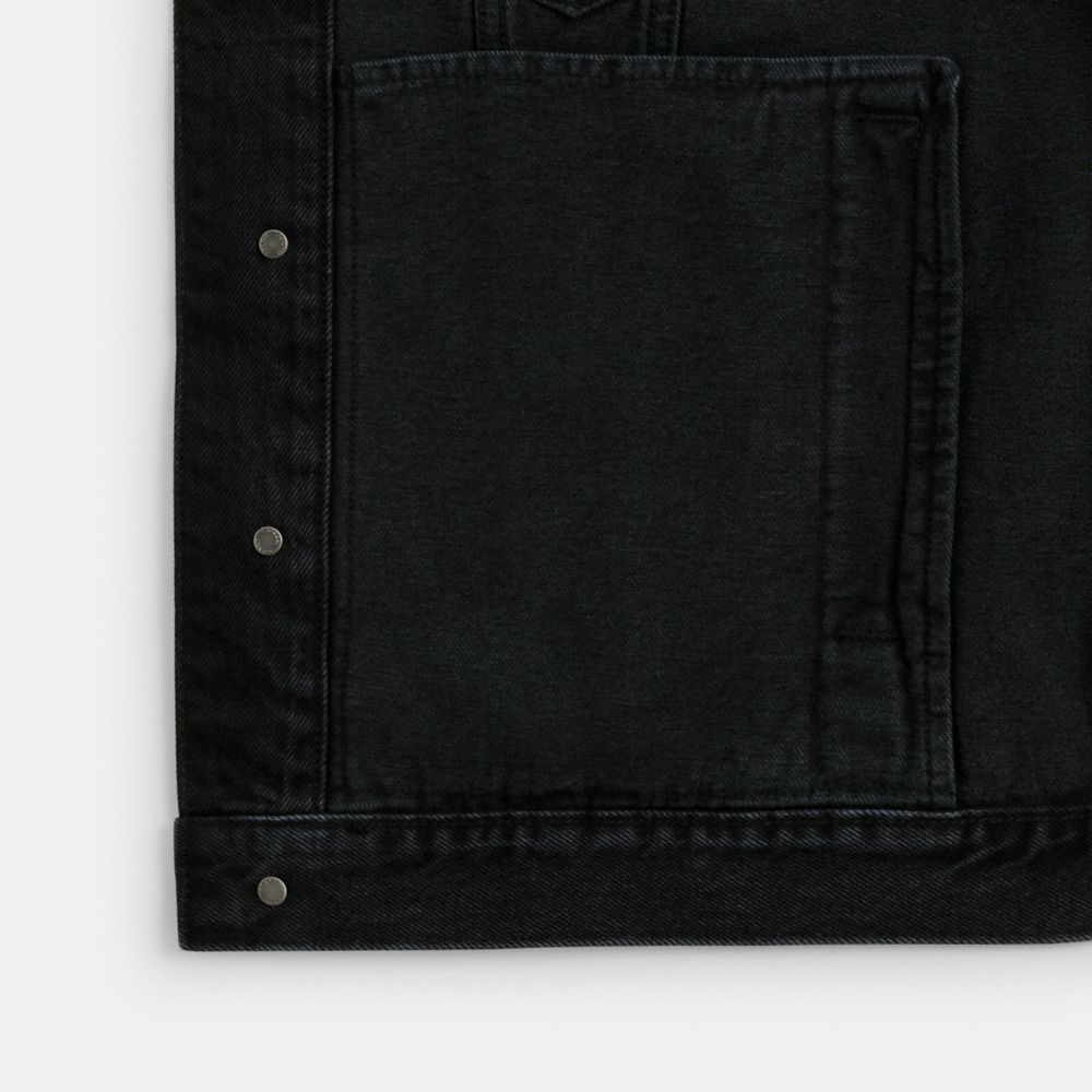 Men Coach Black Denim In Organic Cotton Jackets Black | CA_CH45353