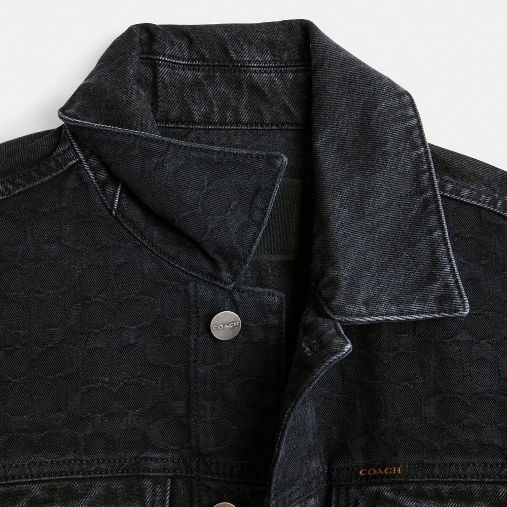 Men Coach Black Denim In Organic Cotton Jackets Black | CA_CH45353