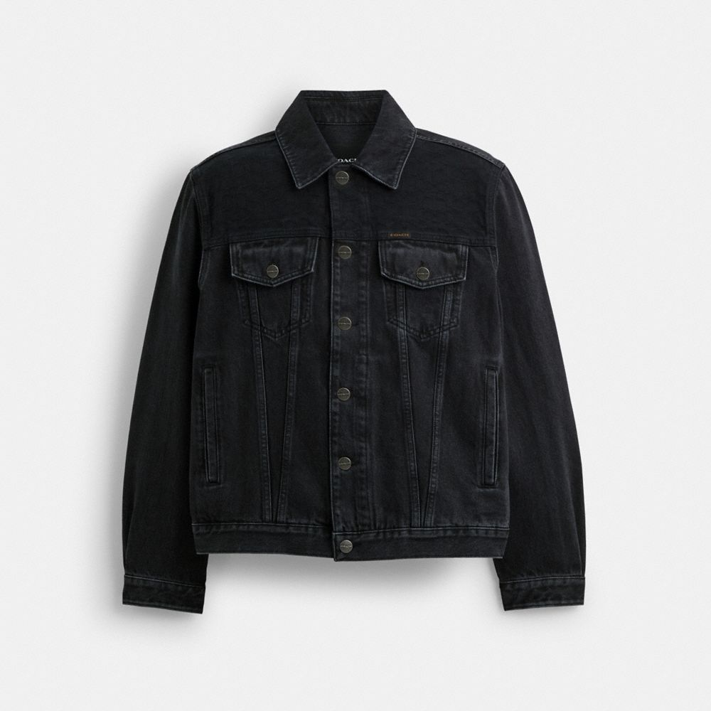 Men Coach Black Denim In Organic Cotton Jackets Black | CA_CH45353