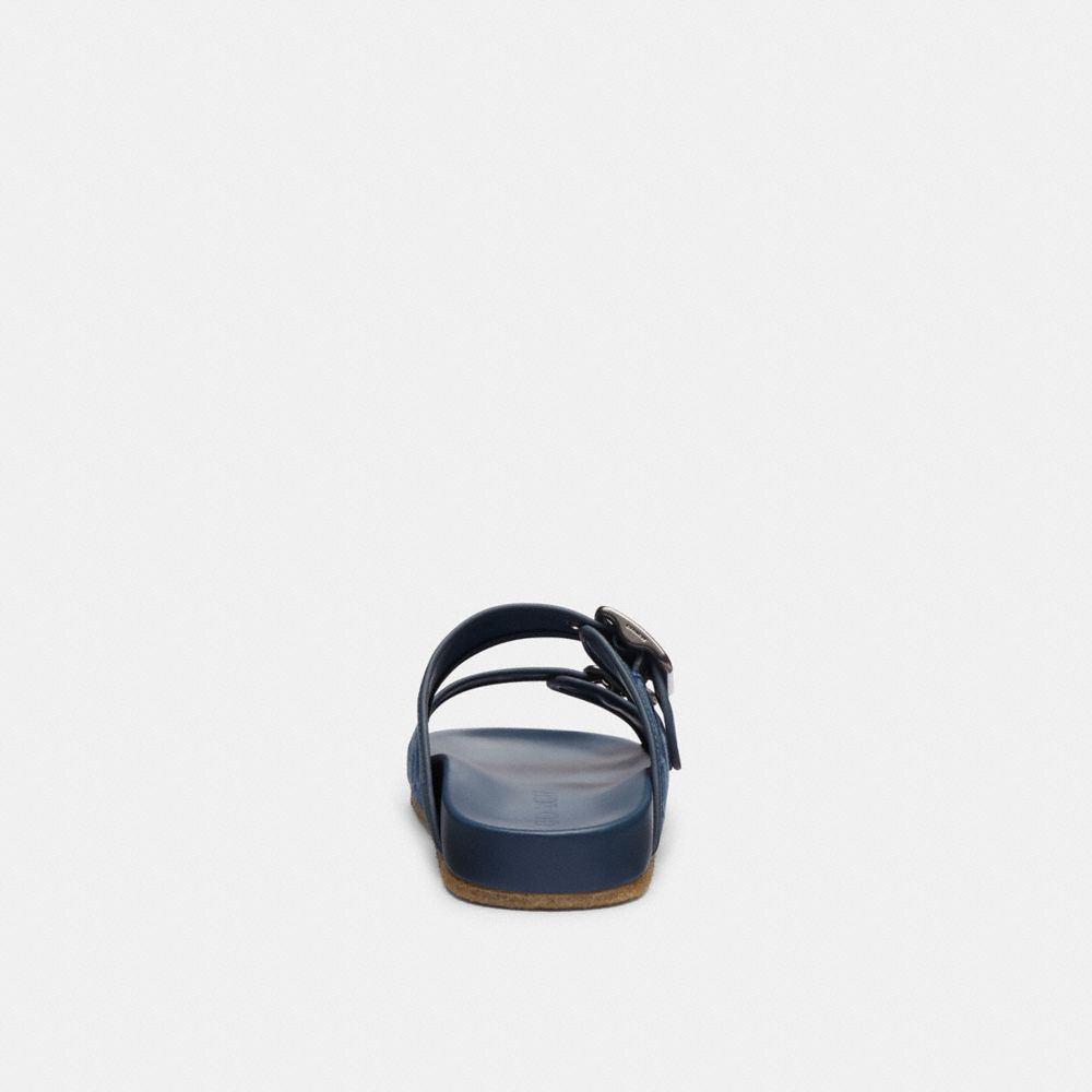 Men Coach Buckle Strap In Signature Denim Denim Sandals Blue | CA_CH24897