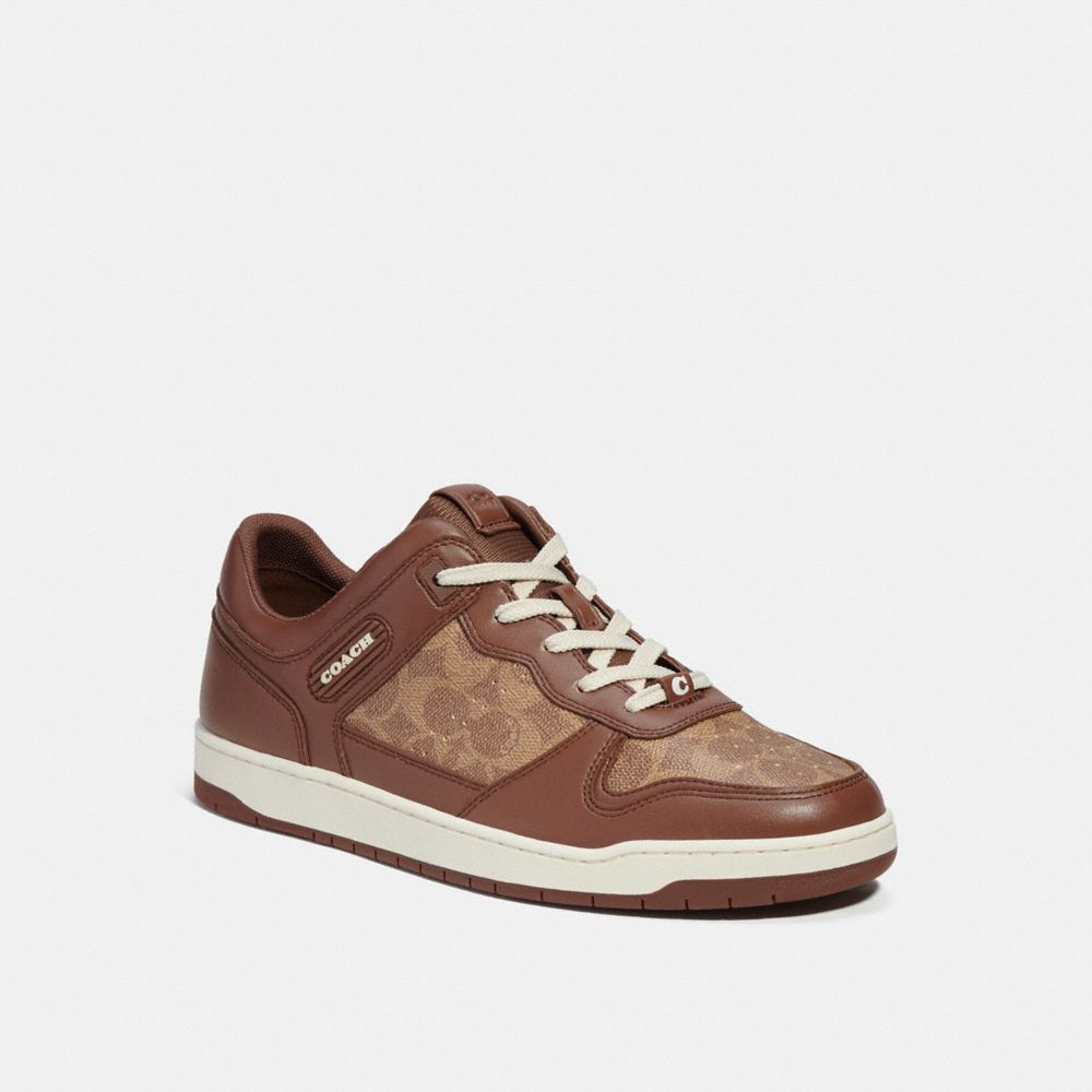 Men Coach C201 In Signature Sneakers Brown | CA_CH28051