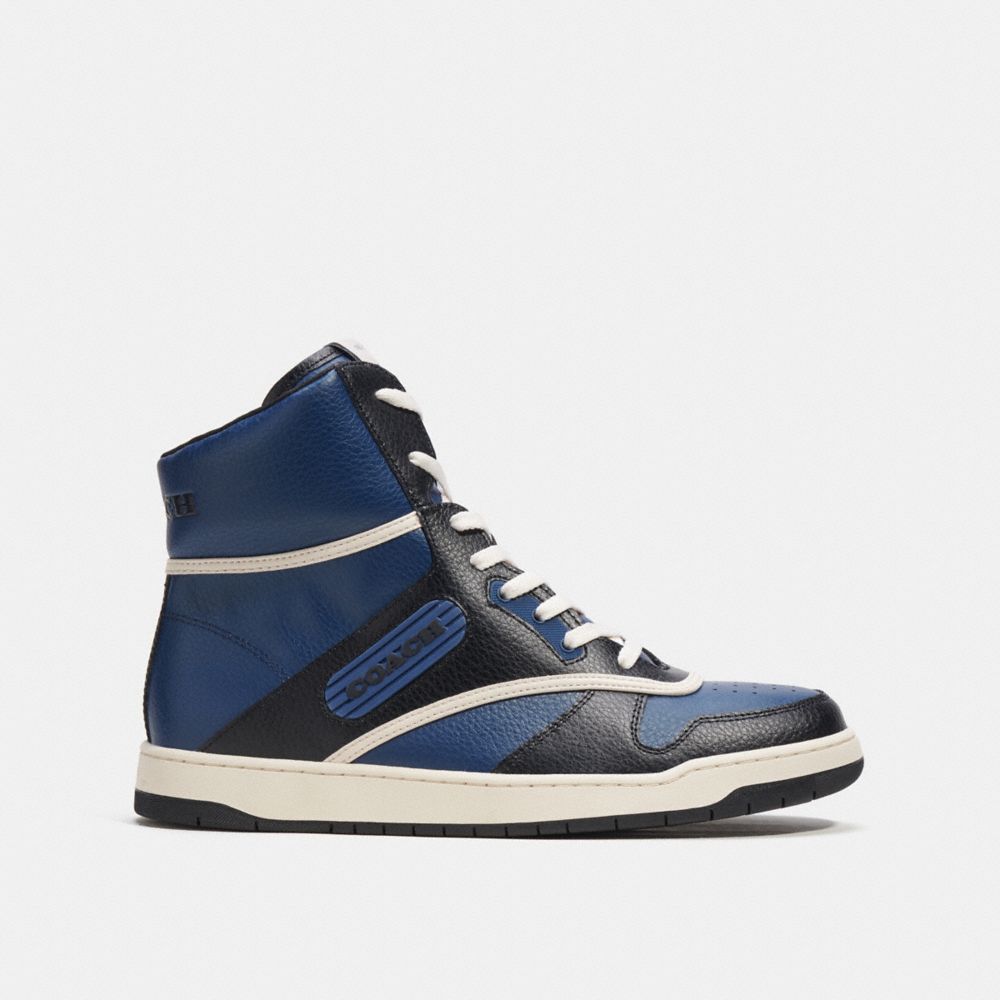 Men Coach C202 High Top Sneakers Deep Blue | CA_CH31109