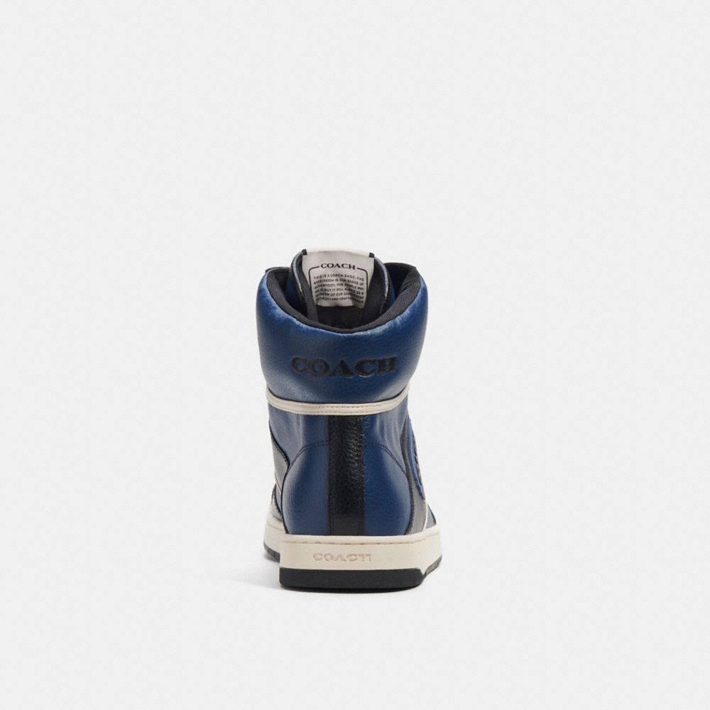 Men Coach C202 High Top Sneakers Deep Blue | CA_CH31109