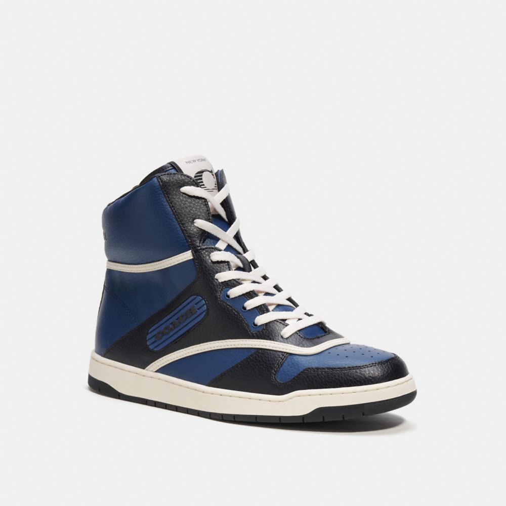 Men Coach C202 High Top Sneakers Deep Blue | CA_CH31109