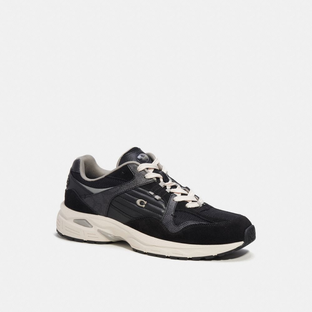 Men Coach C301 With Signature Sneakers Grey / Black | CA_CH72350