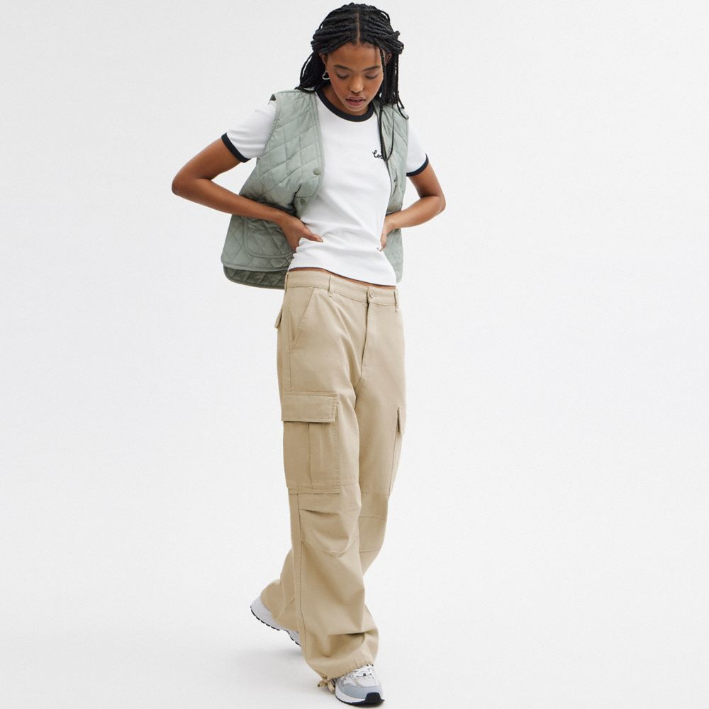 Men Coach Cargo Pants Khaki | CA_CH58194