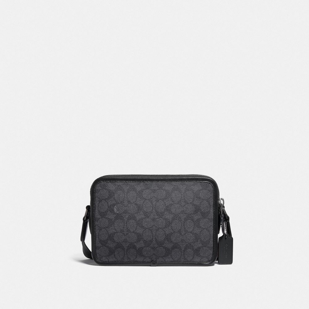 Men Coach Charter 24 In Signature Crossbody Bags Black | CA_CH39132