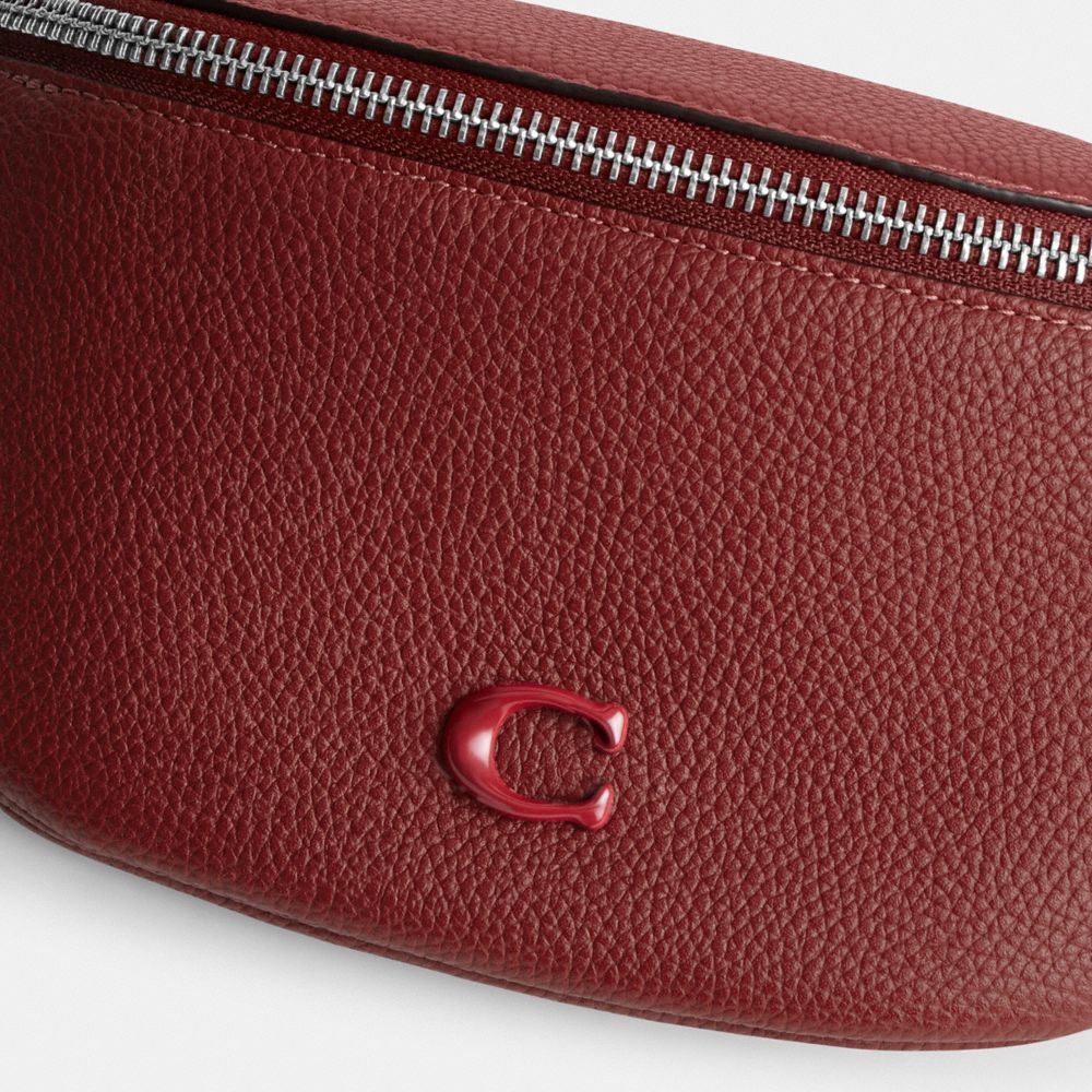 Men Coach Charter Belt 7 Polished Pebble Leather Belt Bags Red | CA_CH39511