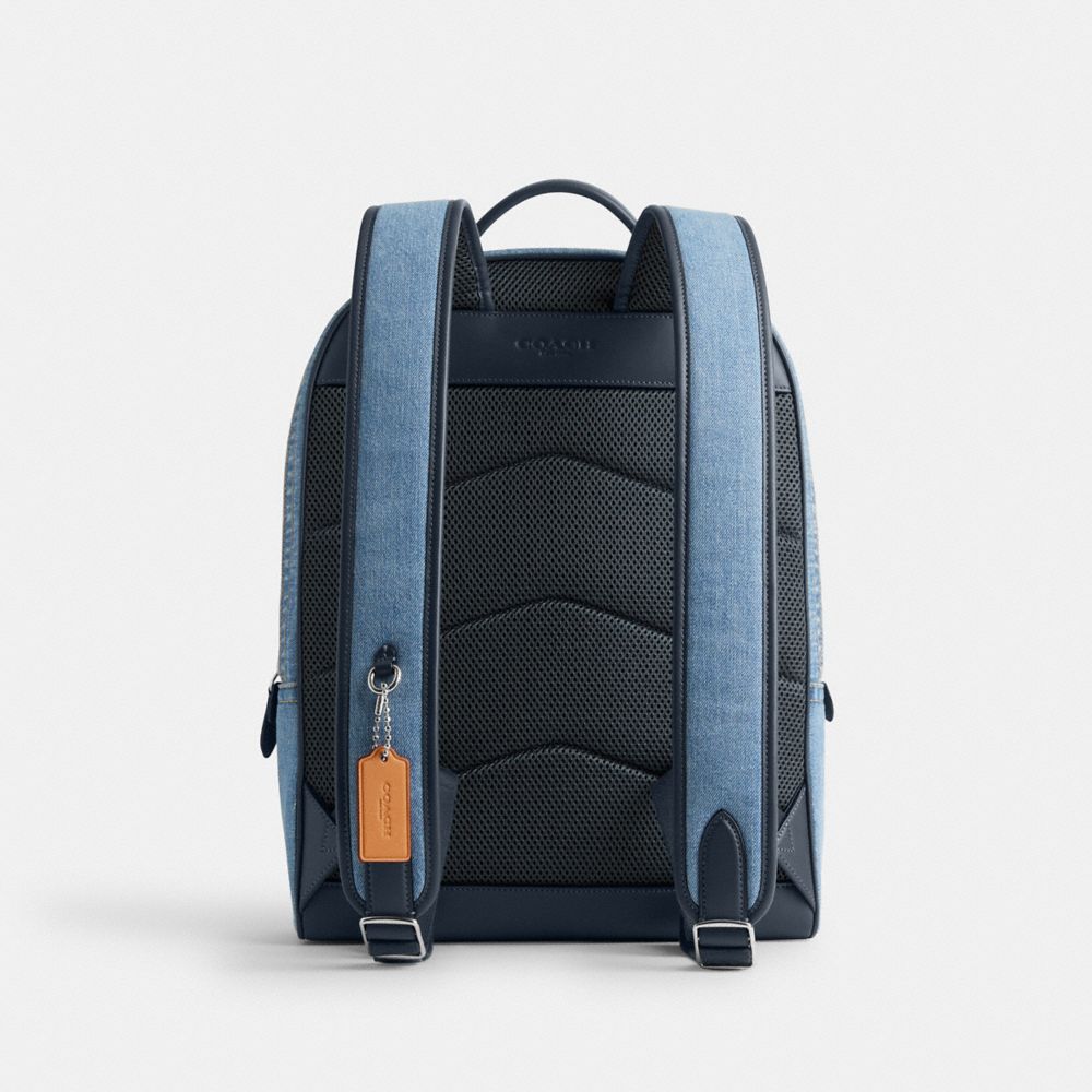 Men Coach Charter Denim Backpacks Blue / Indigo Blue | CA_CH23554