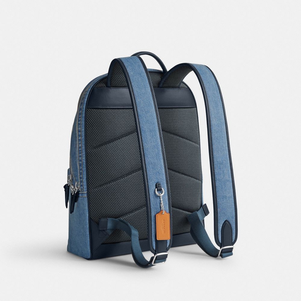 Men Coach Charter Denim Backpacks Blue / Indigo Blue | CA_CH23554