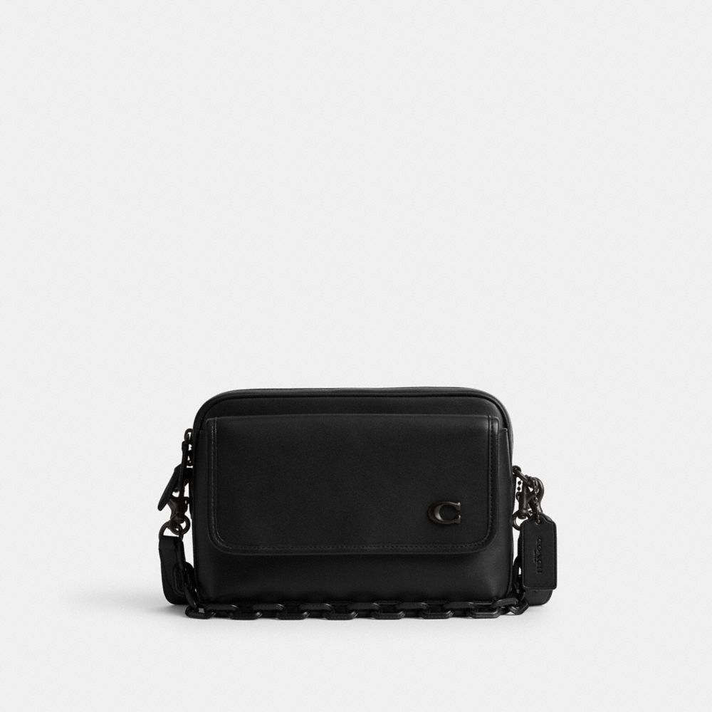 Men Coach Charter Flap 24 Crossbody Bags Black | CA_CH42318