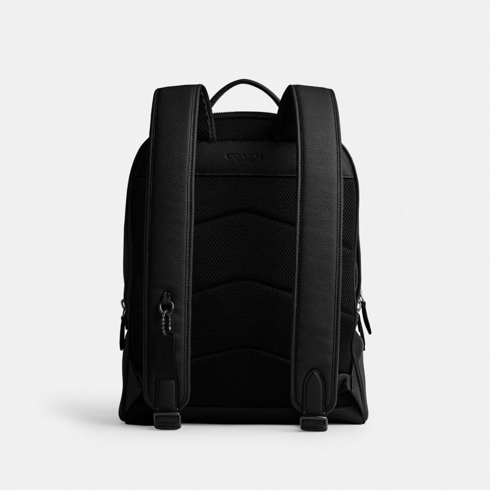 Men Coach Charter Polished Pebble Leather Backpacks Black | CA_CH53123