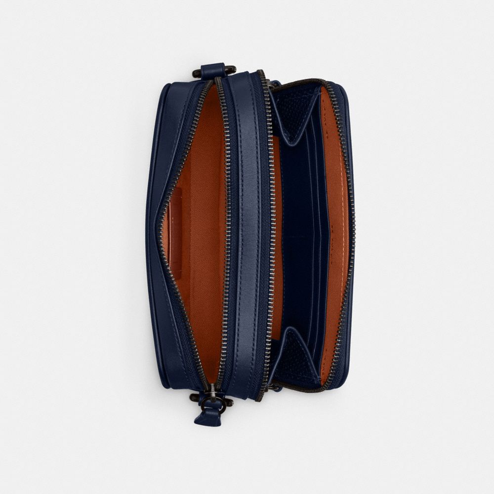 Men Coach Charter With Hybrid Pouch Glovetanned Leather Crossbody Bags Deep Blue | CA_CH14105