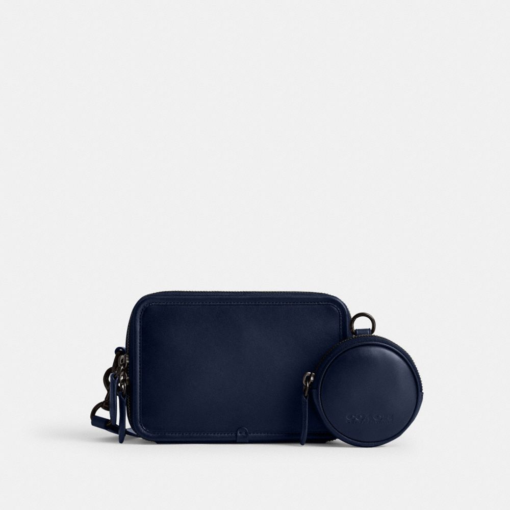 Men Coach Charter With Hybrid Pouch Glovetanned Leather Crossbody Bags Deep Blue | CA_CH14105