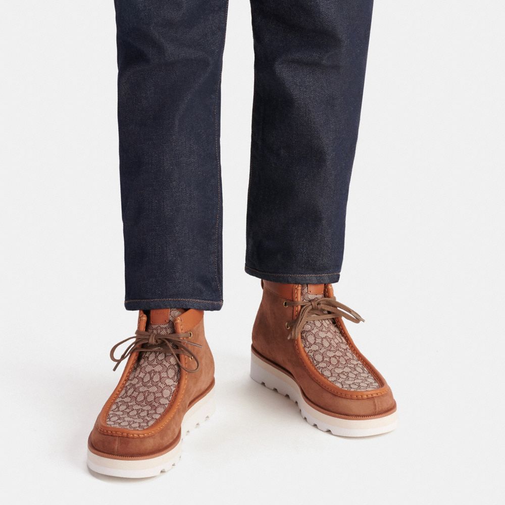 Men Coach Chukka In Micro Signature Jacquard Boots Brown | CA_CH73103