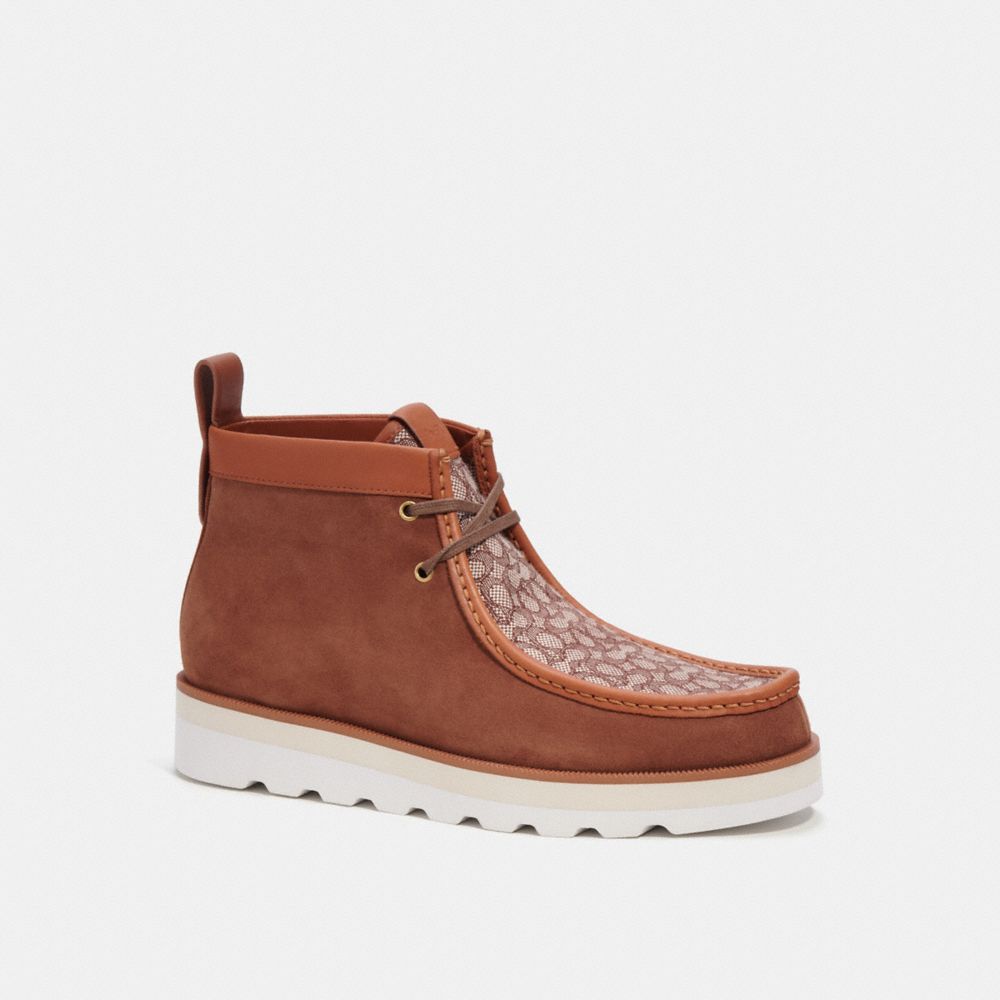 Men Coach Chukka In Micro Signature Jacquard Boots Brown | CA_CH73103