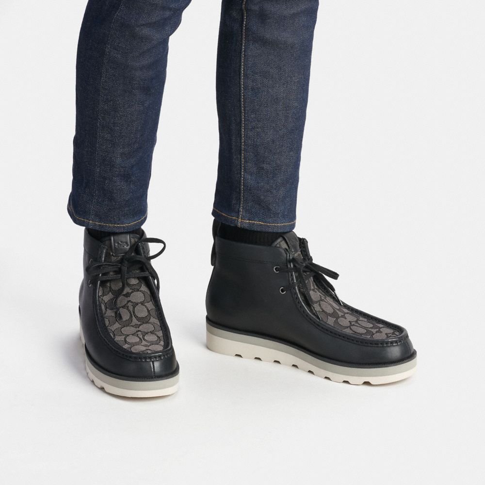 Men Coach Chukka In Signature Jacquard Boots Black | CA_CH45069