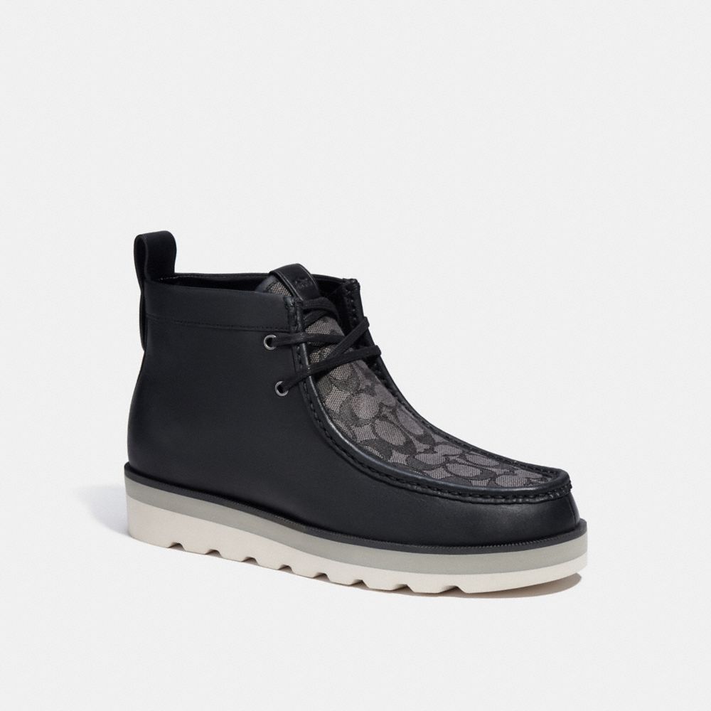 Men Coach Chukka In Signature Jacquard Boots Black | CA_CH45069