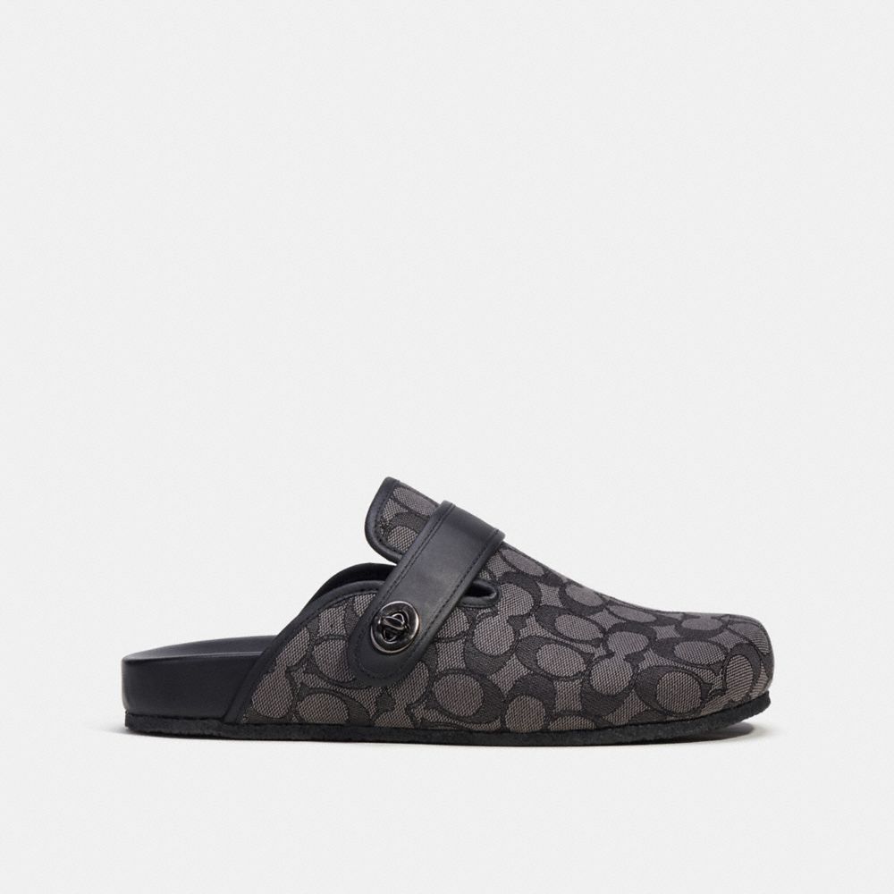 Men Coach Clog In Signature Jacquard Sandals Grey / Black | CA_CH65525