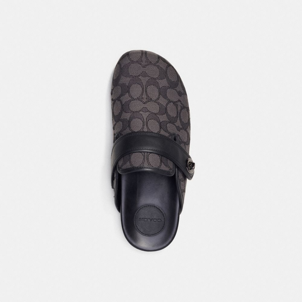 Men Coach Clog In Signature Jacquard Sandals Grey / Black | CA_CH65525