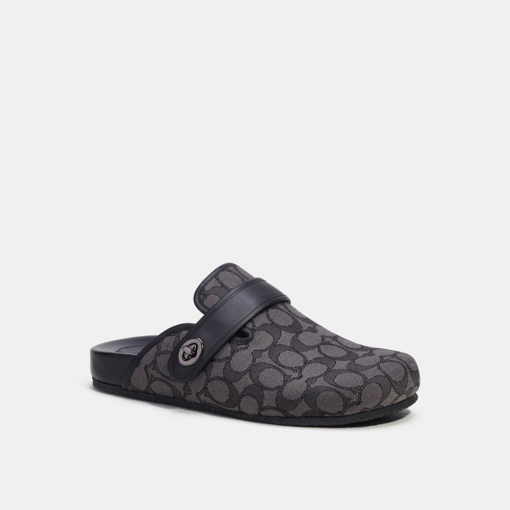 Men Coach Clog In Signature Jacquard Sandals Grey / Black | CA_CH65525