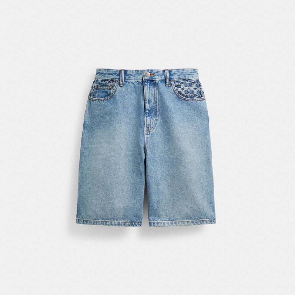 Men Coach Denim Shorts Blue | CA_CH51510