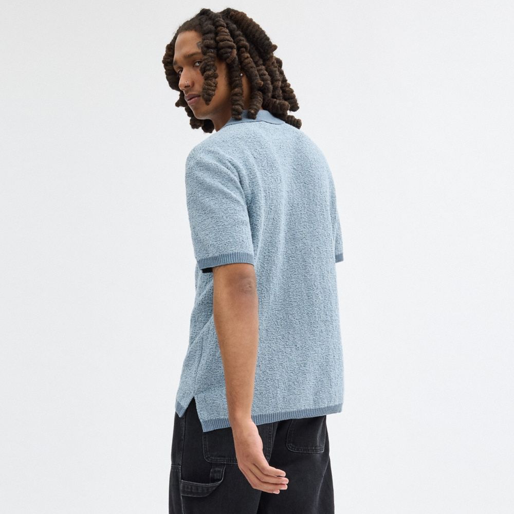 Men Coach Flushio Polo Sweaters Blue | CA_CH19796