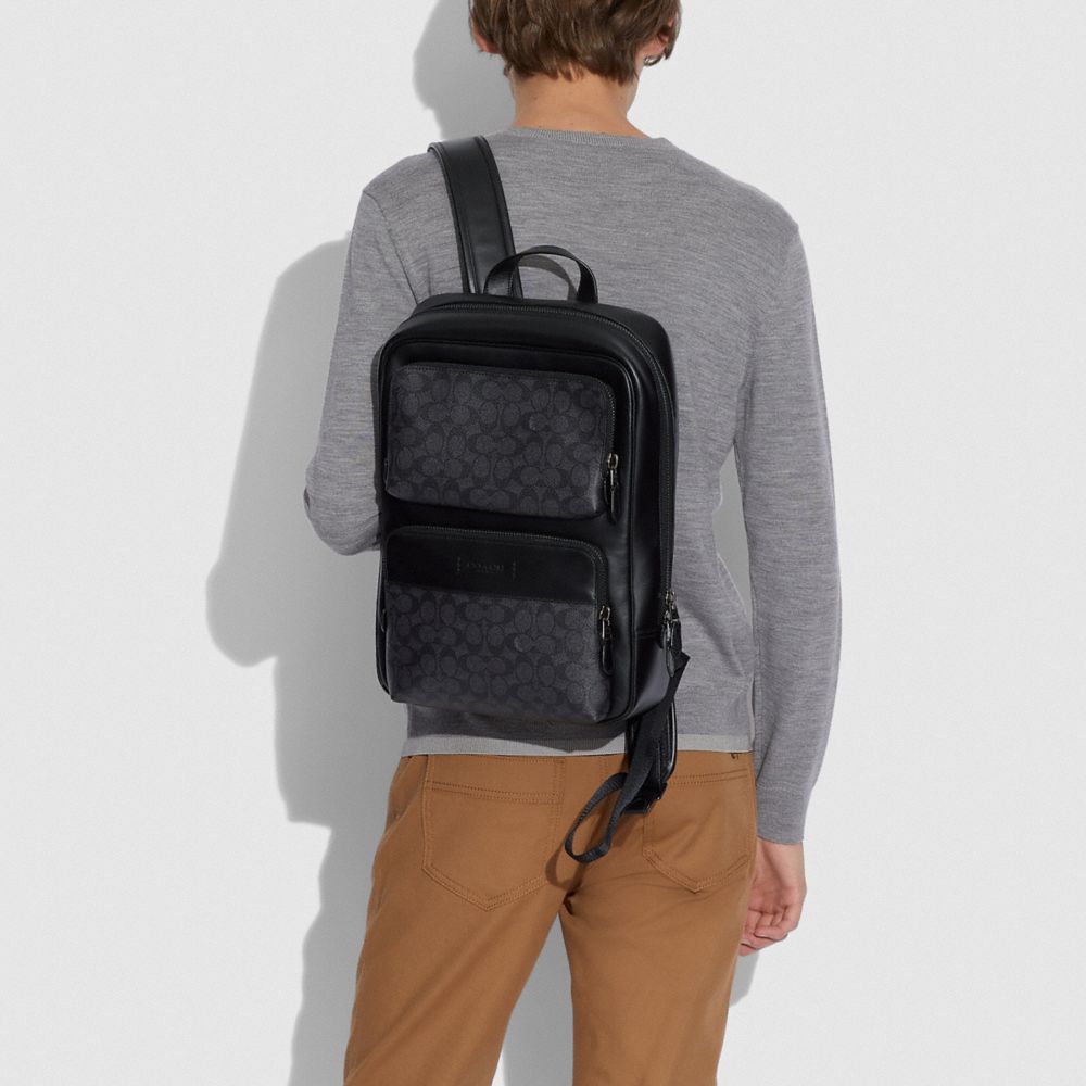 Men Coach Gotham In Signature Backpacks Black | CA_CH22291