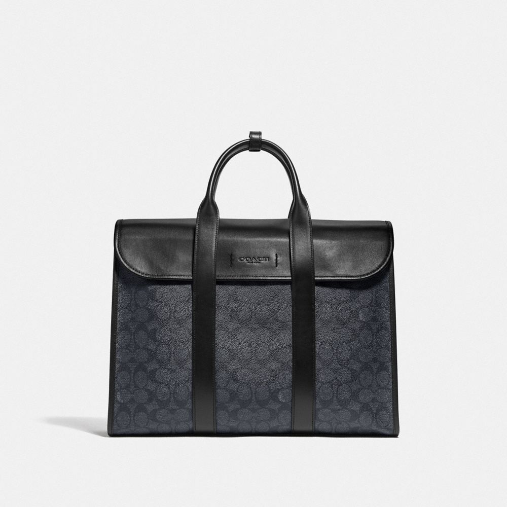 Men Coach Gotham Portfoli In Signature Canvas Copper Briefcase Black | CA_CH16932