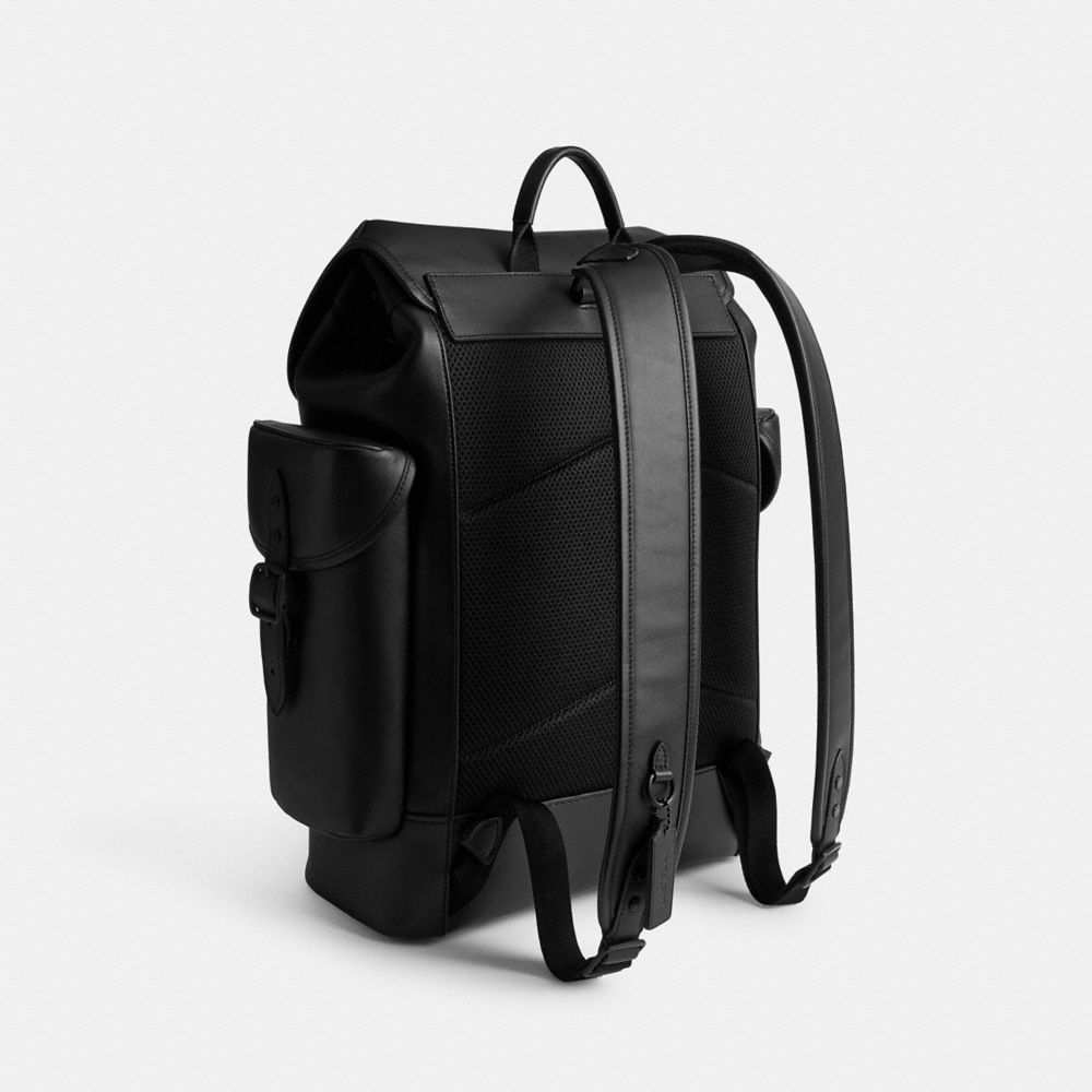 Men Coach Hitch Glovetanned Leather Backpacks Black | CA_CH88267