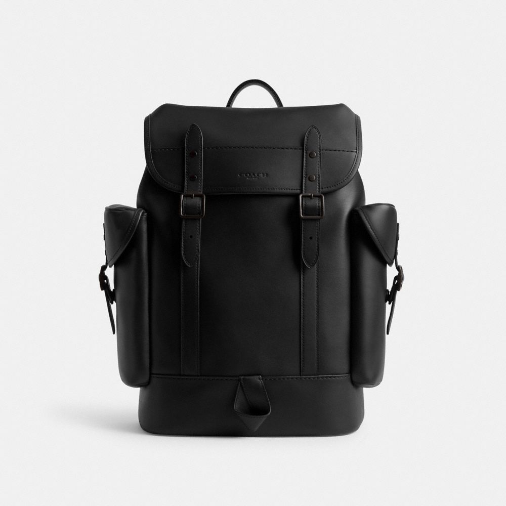 Men Coach Hitch Glovetanned Leather Backpacks Black | CA_CH88267