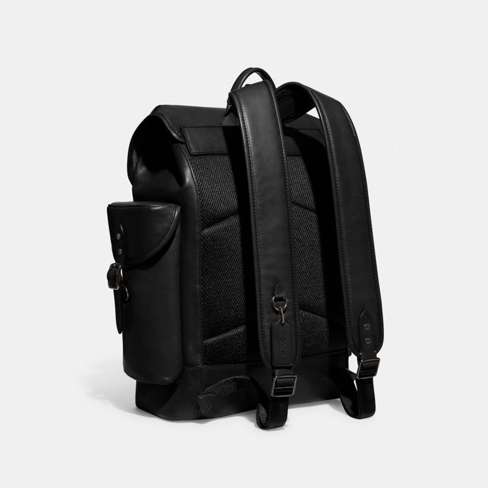 Men Coach Hitch Leather Backpacks Black | CA_CH46459