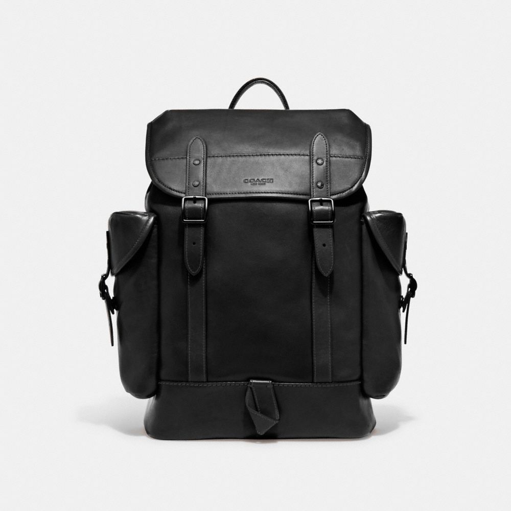 Men Coach Hitch Leather Backpacks Black | CA_CH46459