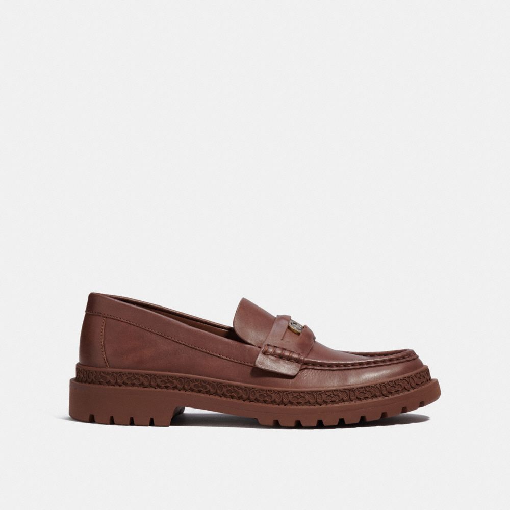 Men Coach Loafer With Signature Coin Loafers Brown | CA_CH44011