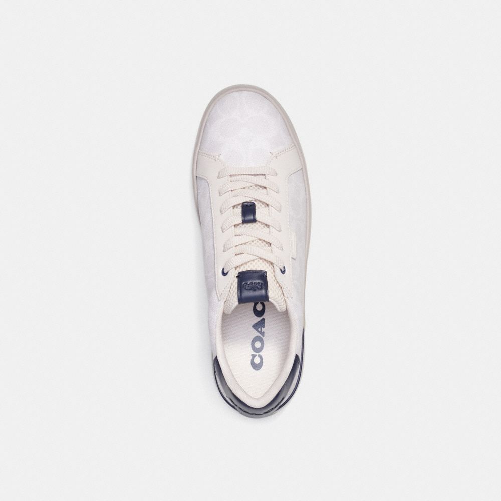 Men Coach Lowline Low Top In Signature Canvas Chalk Cobalt Sneakers White | CA_CH64827