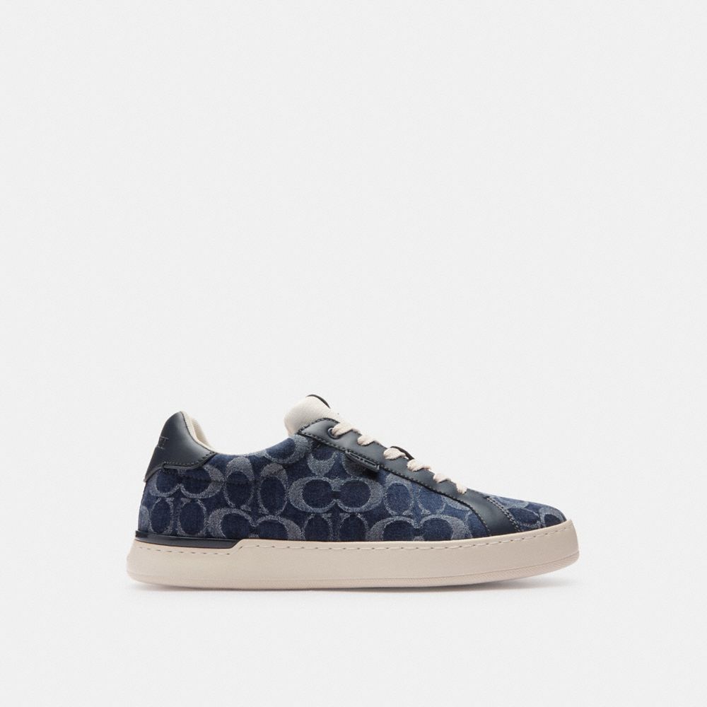 Men Coach Lowline Low Top In Signature Denim Denim Sneakers Blue | CA_CH99887