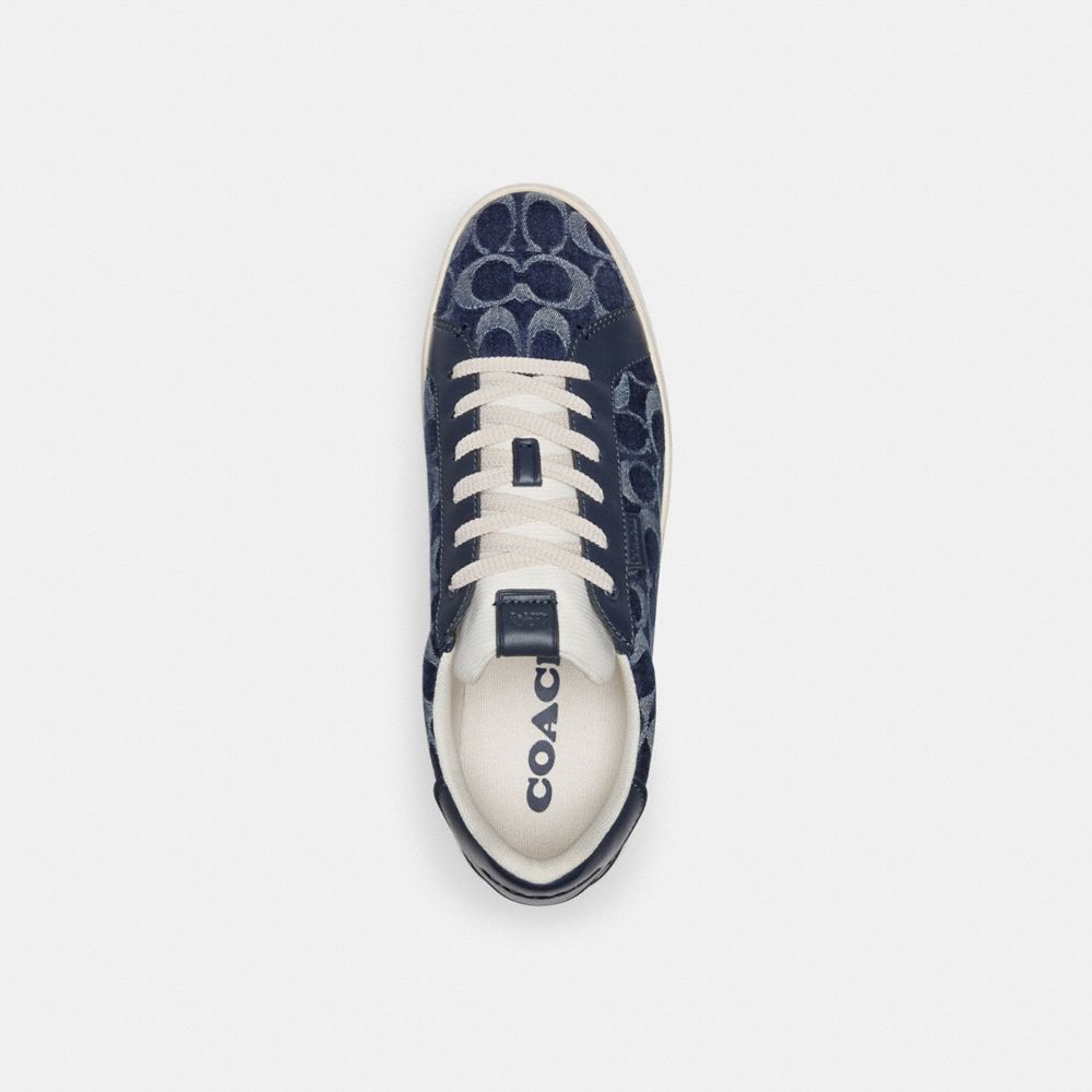 Men Coach Lowline Low Top In Signature Denim Denim Sneakers Blue | CA_CH99887