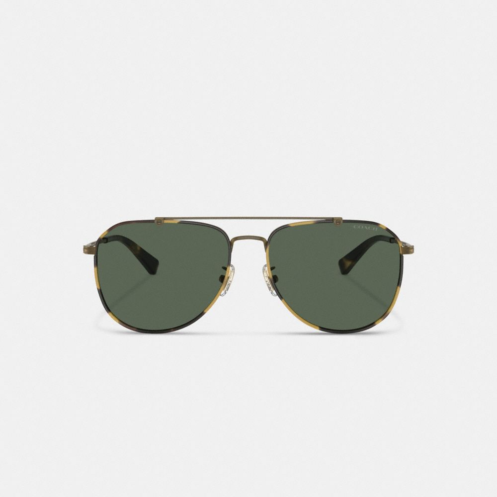 Men Coach Metal Windsor Pilot Sunglasses Gold | CA_CH71265