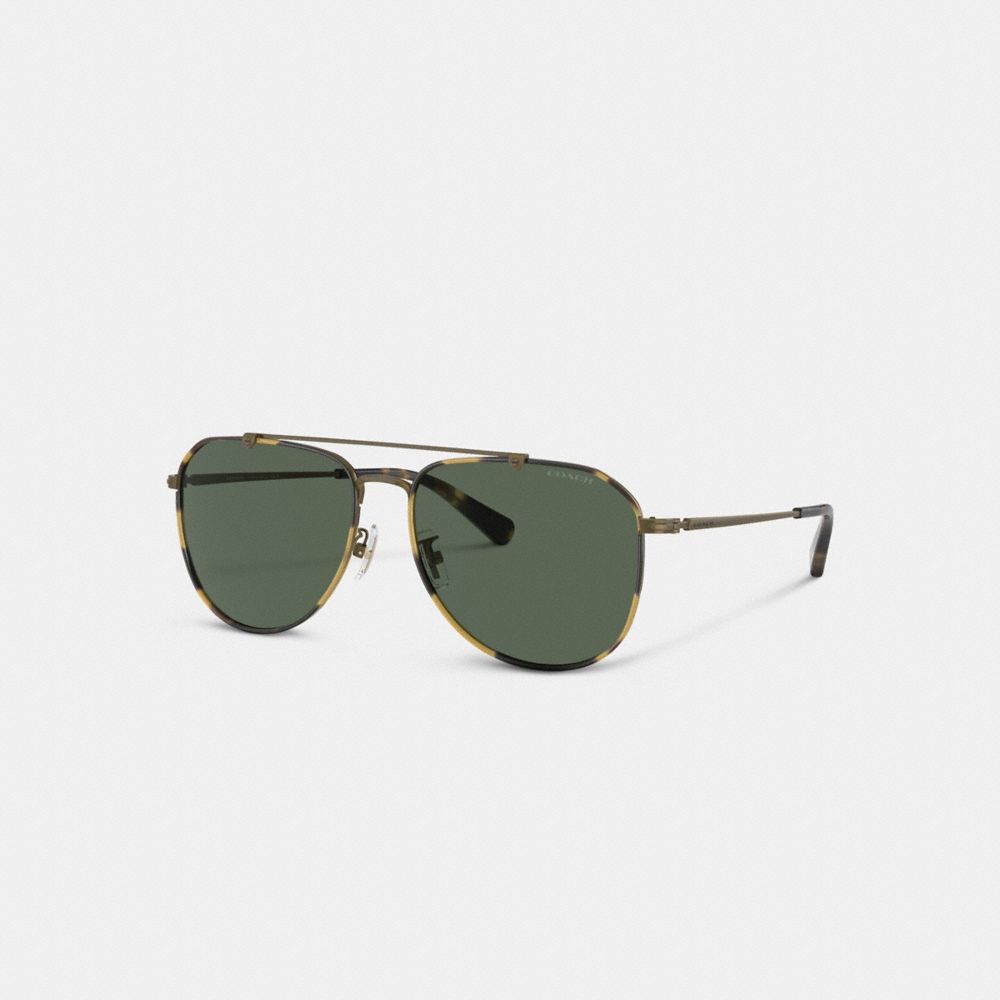 Men Coach Metal Windsor Pilot Sunglasses Gold | CA_CH71265