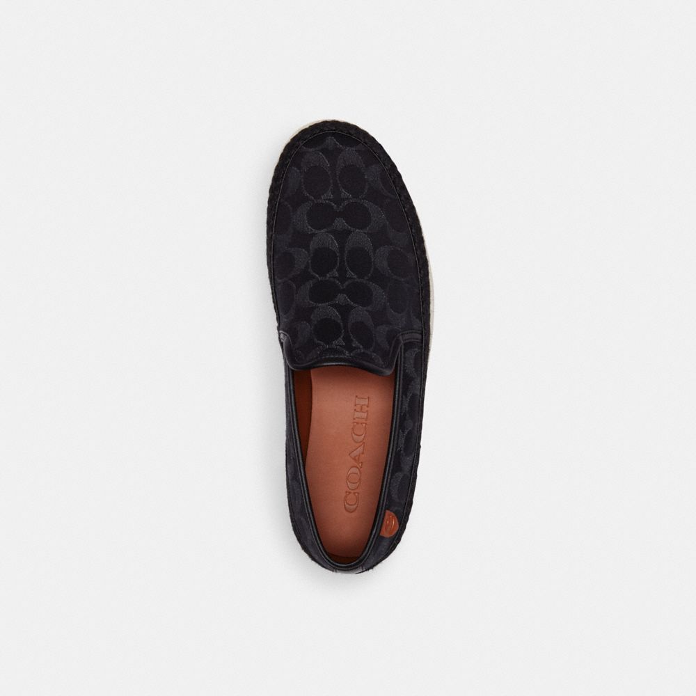 Men Coach Miles In Signature Denim Denim Espadrille Black | CA_CH44754