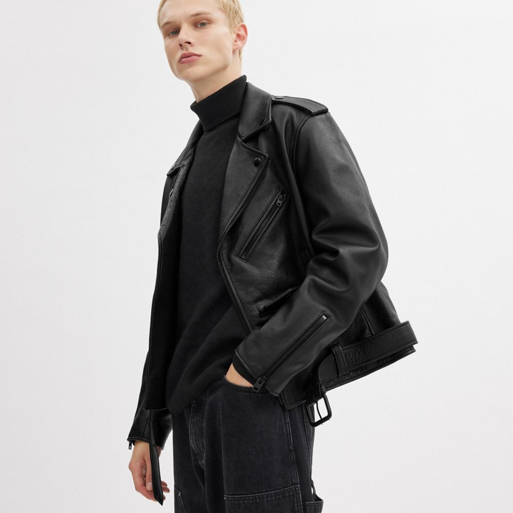 Men Coach Moto Jackets Black | CA_CH21373