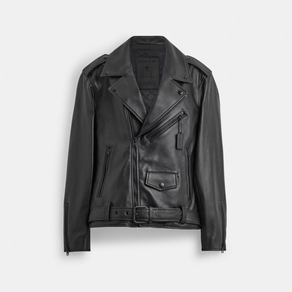 Men Coach Moto Jackets Black | CA_CH21373